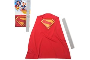 DC Comics, SUPERMAN Power Cape Set, Super Heroes Halloween Costume for Kids with Iconic Chest Plate for Ages 4 and Up