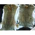 2pcs Natural Tanned Rabbit Fur Hide (10" by 12" Rabbit Pelt with Sewing Quality Leather)