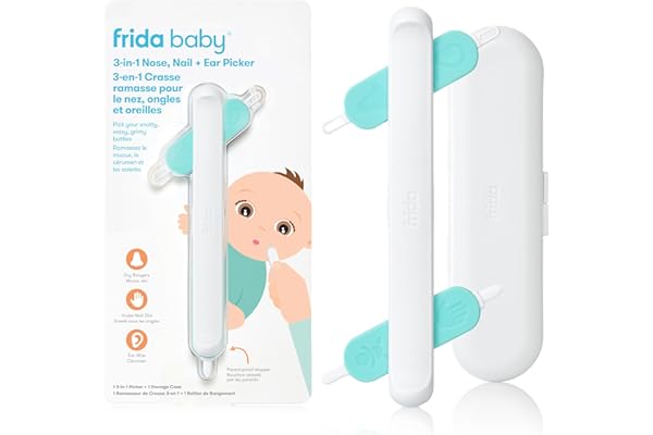Frida Baby 3-in-1 Nose, Nail + Ear Wax Removal Tool, Baby Ear Cleaner + Baby Nose Cleaner and Nail Tool for Babies + Toddlers
