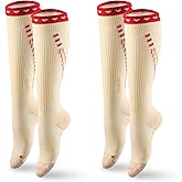 aoFIT Graduated Compression Socks for Women Travel Flight Nurses Dr Scholls Airplane 15-20 mmhg Cotton Pro 2 Pack