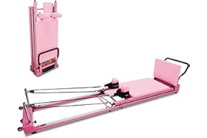 PIOTHIOH Pilates Reformer Machine - Foldable Pilates Reformer for Home Gyms Pilates Equipment for Home Workouts- Weight Capacity Up to 330Lbs （Pink Pu Leather）