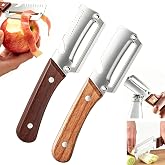 2PCS Multifunctional Vegetable Peeler for Kitchen, 3 in 1 Stainless Steel Blade with Wooden Handle and Bottle Opener, Ultra-Sharp Kitchen Tool for Fruits and Vegetables