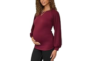 Bhome Maternity Sweatshirts Patchwork Cable Knit Long Sleeve Tops Crewneck Shirts Lightweight Sweaters
