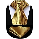 HISDERN Mens Ties Plaid Tie and Pocket Square Set Classic Woven Formal Checkered Neckties & Handkerchief Wedding Party