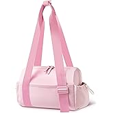 Mini Gym Bag for Women with Adjustable Wide Strap - Lightweight Waterproof Duffle & Crossbody Travel Bag with Wet/Dry Compartments, Multi-Pocket Design for Gym Clothes & Essentials(Pink)