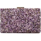 EROUGE Purple Clutch Purses for Women Elegant Lavender Evening Purse for Wedding Party