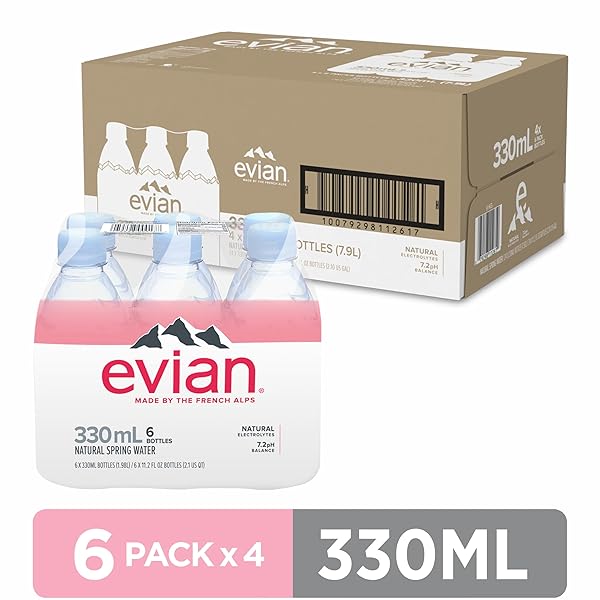 EVIAN NATURAL SPRING WATER, 330 ML (11.15 FL OZ) BOTTLES, 24 PACK
