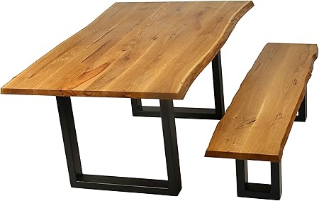 Ambientehome Baumtisch Baumkantentisch Eiche Geolt Live Edge Ca 100x180 Cm Esszimmertisch Massivholztisch Esstisch Baumkante Amazon De Garten