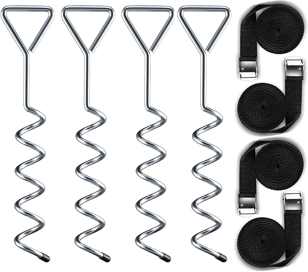 Delex Heavy Duty Trampoline Anchor Kit 4x Ground Stakes 40cm Galvanized