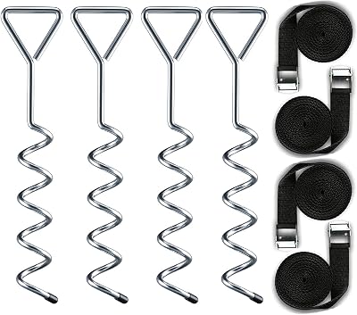 Delex Heavy Duty Trampoline Anchor Kit 4x Ground Stakes 40cm Galvanized