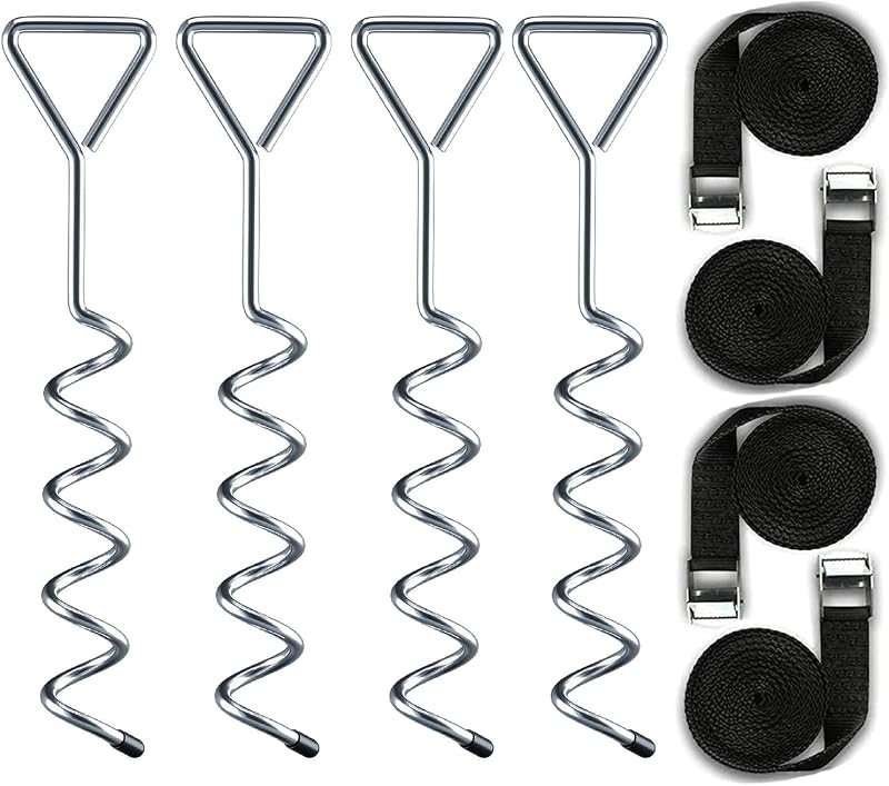 Delex Heavy Duty Trampoline Anchor Kit 4x Ground Stakes 40cm Galvanized