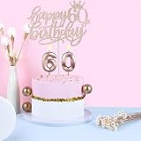Amosking 60th Birthday Decorations Rose Gold Sash Tiara Cake Topper Balloons Set view 8