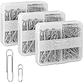 FUDAO FAMILY Paper Clips Assorted Sizes, Large Paper Clips, Small Paper Clips, Paper Clip, Paperclips, Pack of 3 Boxes of 100 Clips Each (300 Clips Total)