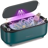 THINNFOK Ultrasonic Jewelry Cleaner, Smart Variable Frequency 47KHz - 50KHz | Low Noise Sonic Cleaning Machine with UV for Rings, Glasses, Watches, Dentures, Retainer, Earrings, Necklaces