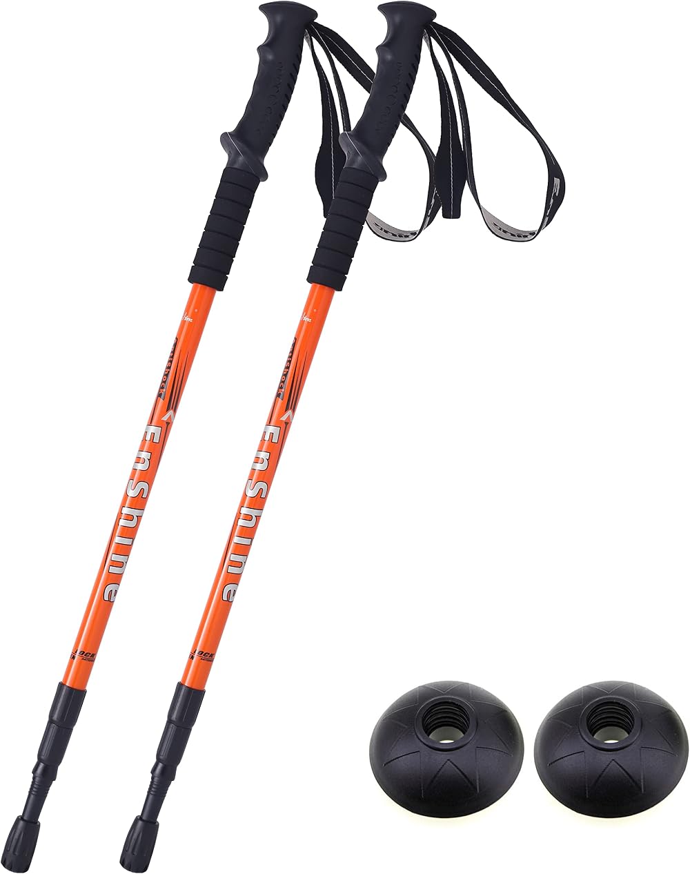 hikehobby Antishock Trekking Poles Orange 2 Pack with Handle