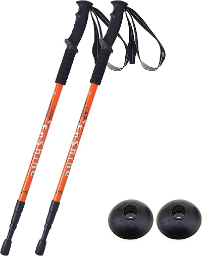 hikehobby Antishock Trekking Poles Orange 2 Pack with Handle