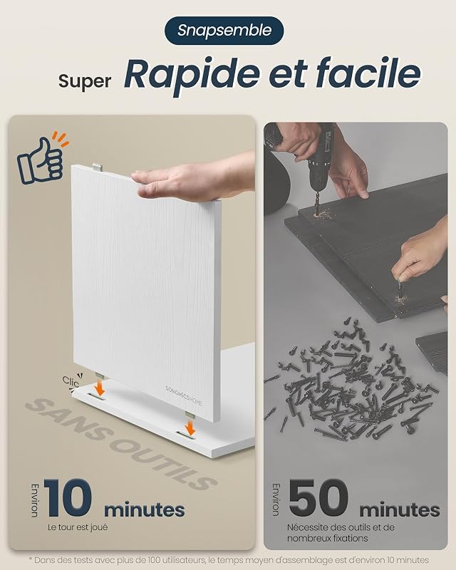 Table de Chevet Snapsemble, avec Tiroir, 30 x 25 x 59,4 cm