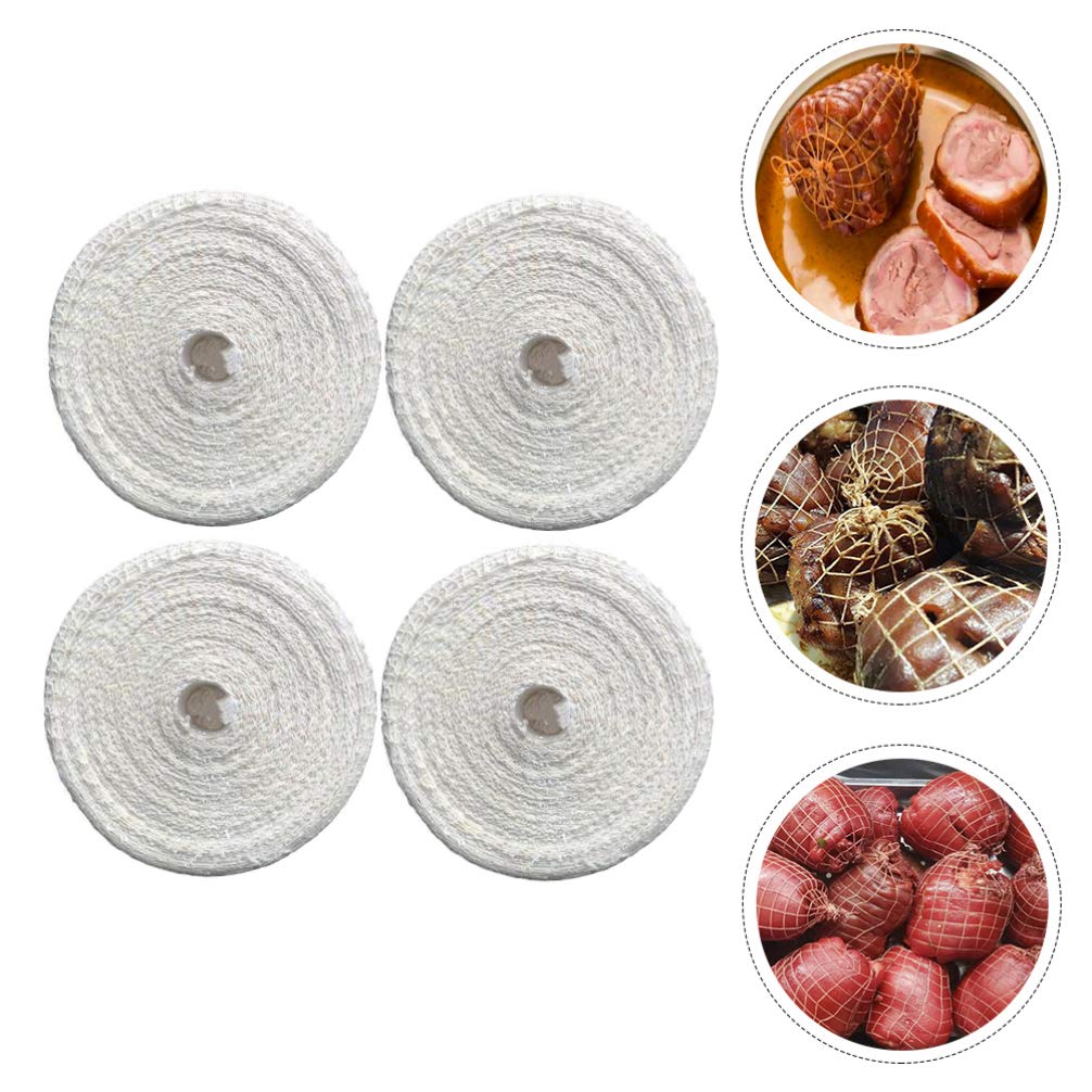 4Pcs Cotton Roasting Net Kitchen Ham Socks Elastic Netting Meat Butcher Twine Net Meat Butcher Twine Net Meat Netting Roll (100CM Length)