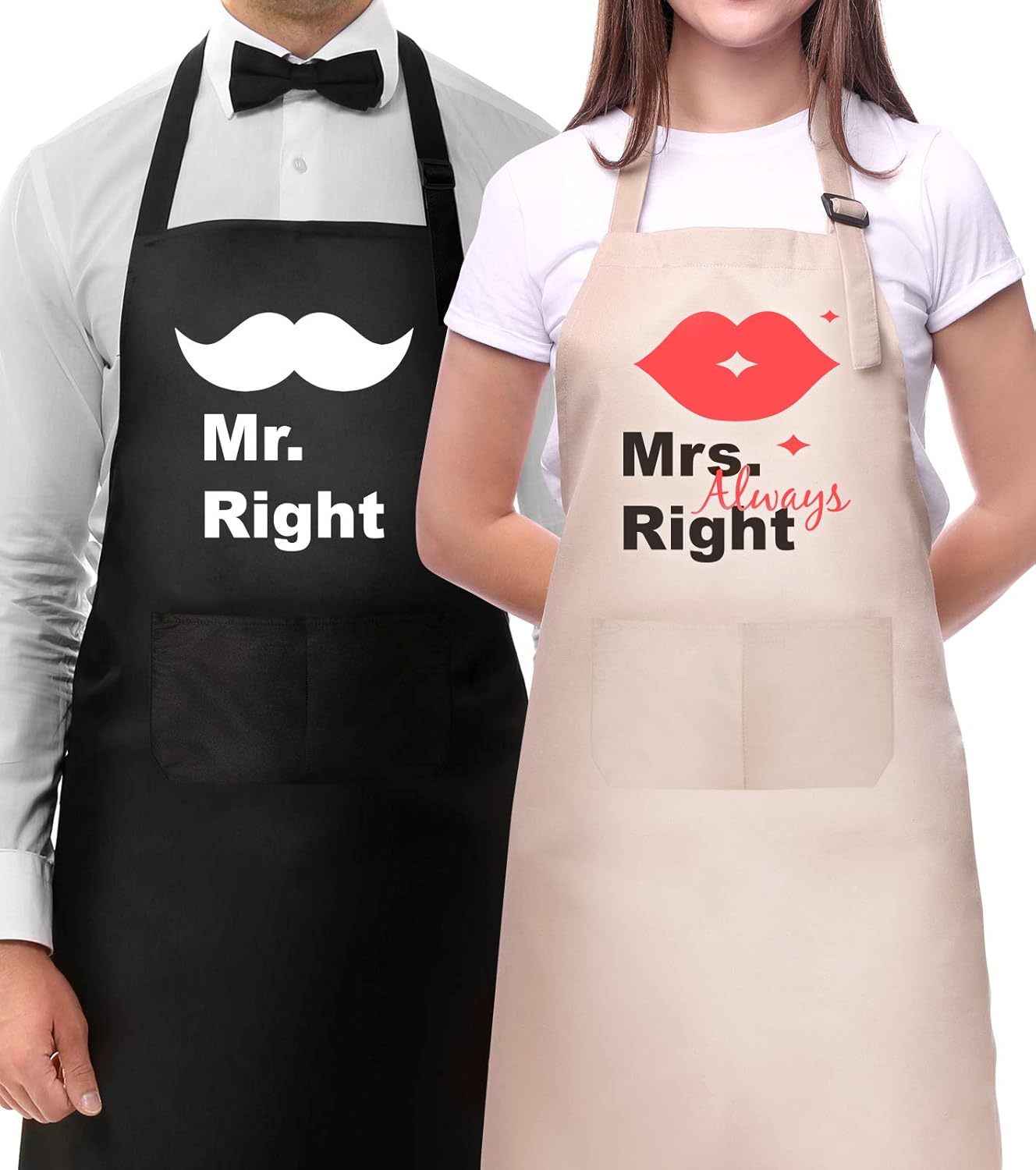 Ubrand Couple Aprons for CookingHis and Hers Funny ApronMr Mrs 2