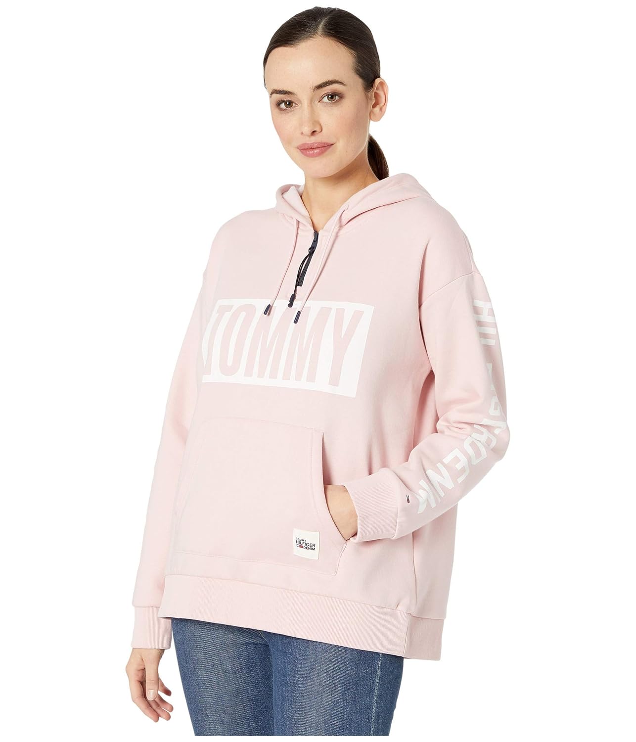 pink tommy hilfiger hoodie women's