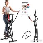 Sunny Health &amp; Fitness Smart Air Walker Elliptical Glider Exercise Machine | Foldable and Compact Design, 30" Stride, Low-Impact, Quiet Operation, Digital Monitor, SunnyFit App Connectivity