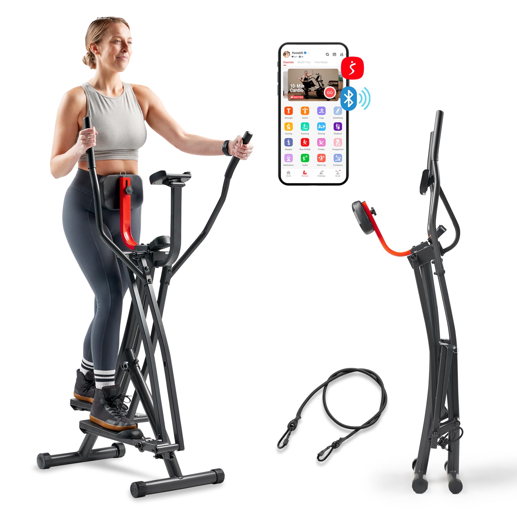 Photo 1 of Sunny Health & Fitness SF-E902S Air Walk Pro Trainer Elliptical Machine Glider w/LCD Monitor, 220 LB Max Weight and 30 Inch Stride