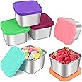 Qukaka Stainless Steel Snack Containers for Kids,7.2oz Easy Open Leak Proof Reusable Snack Box Container with Lids,Small Lunc
