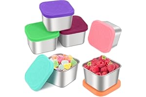 Qukaka Stainless Steel Snack Containers for Kids,7.2oz Easy Open Leak Proof Reusable Snack Box Container with Lids,Small Lunc