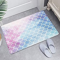 Britimes Purple Pink Gradient Bath Mat,Mermaid