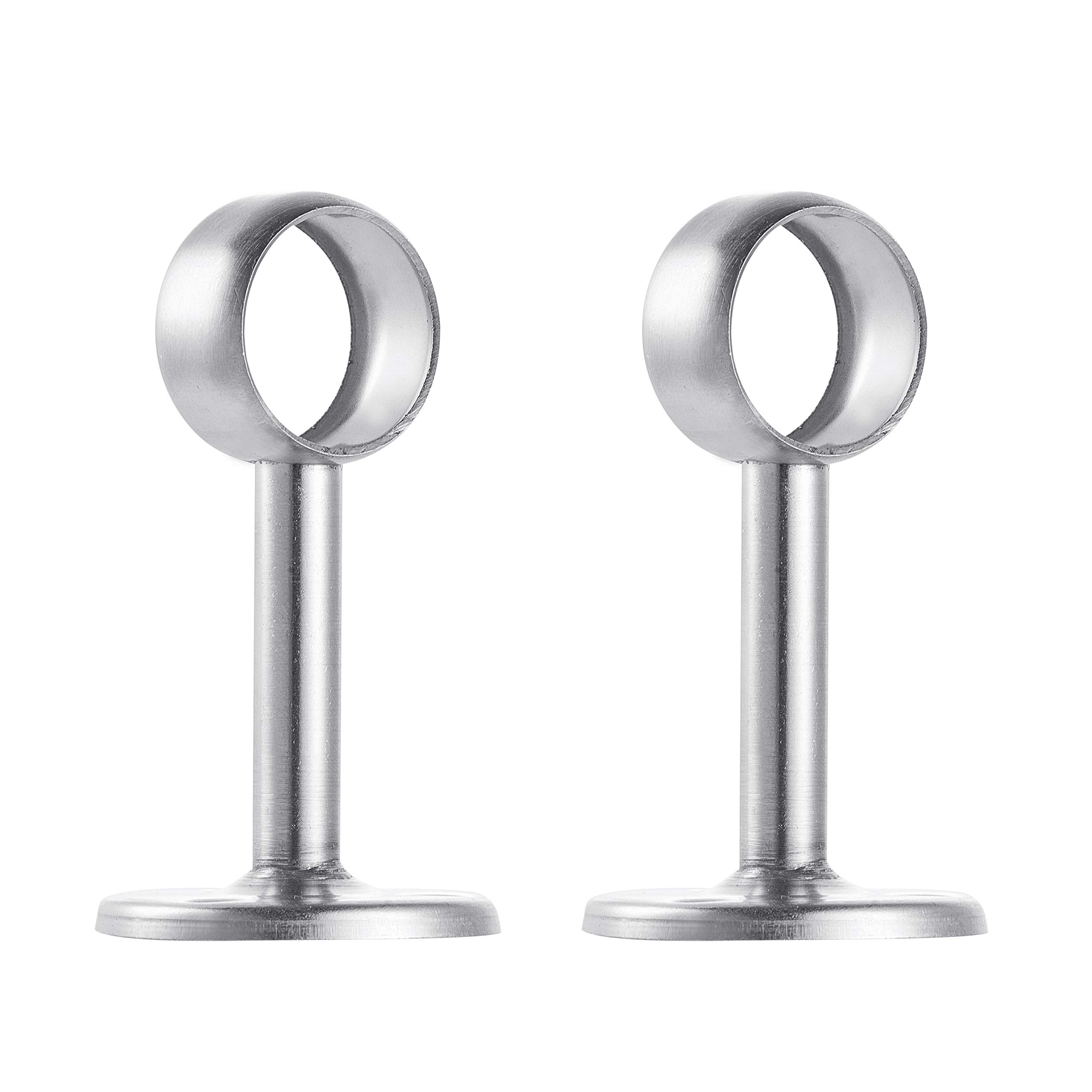 INCREWAY Stainless steel Wardrobe Pipe, Dia 25mm(1") Closet Lever Support Rod Holder Socket Bracket, Set of 2