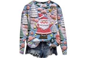 ZCVBOCZ Ugly Christmas Sweaters For Women 2023 Cute Christmas Tree Print Crewneck Long Sleeve Pullover Holiday Sweatshirts