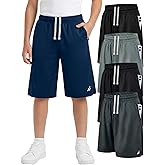 NY Threads 5 Pack Boys Athletic Shorts Quick Dry Lightweight Basketball Shorts for Kids Youth with Pockets and Drawstring