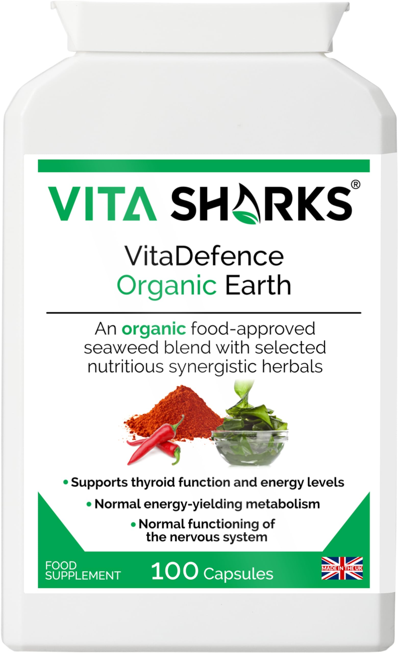 VitaDefence Organic Earth | Alkalising Iodine Rich Vegan, Kosher Formula to Boost Immunity & Energy Levels with Natural Herbal Detoxifying & Cleansing Ingredients