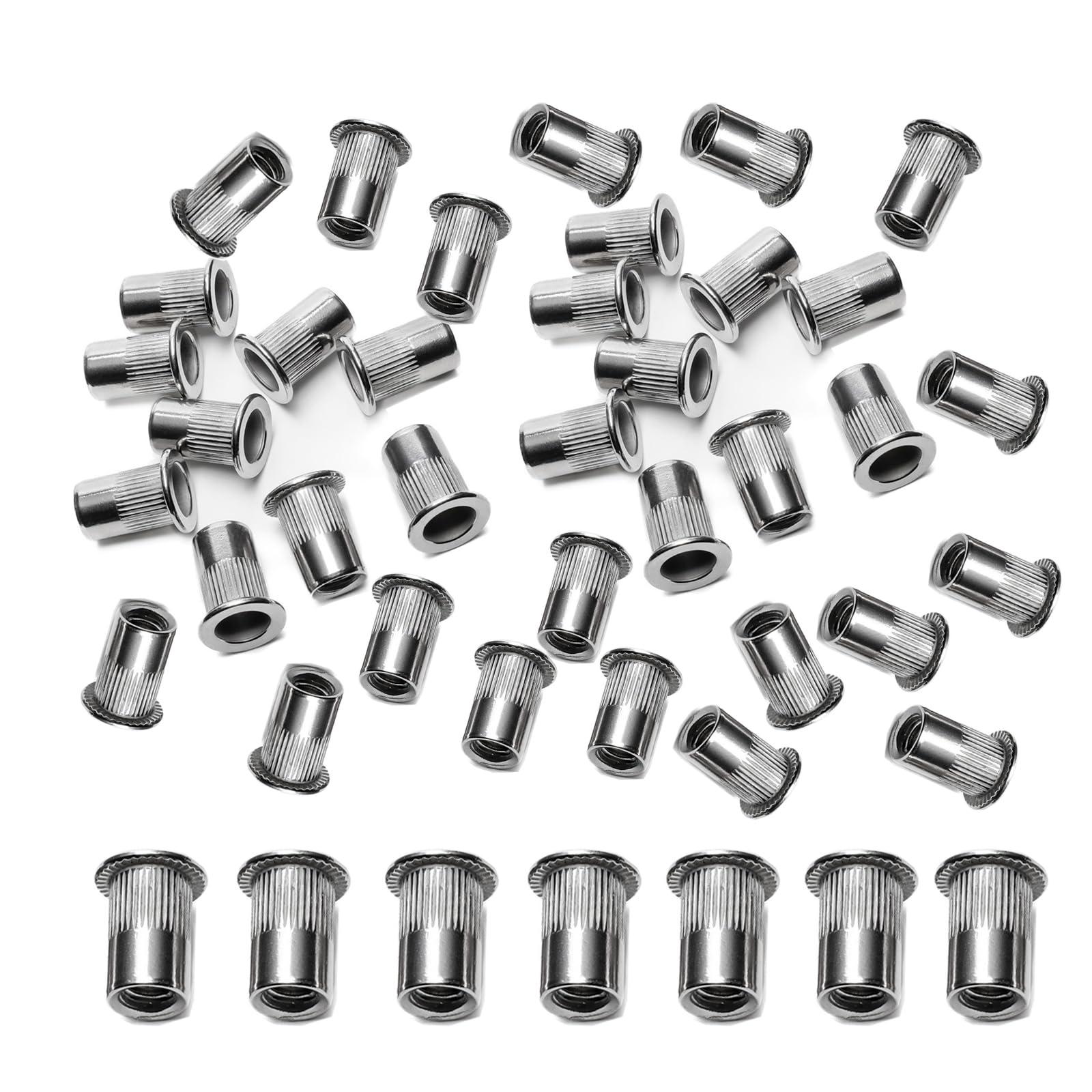 HAPPOW 100 Pieces M8 Flat Head Aluminum Rivet Nuts for Various Materials, M8 Countersunk Rivet Nuts Aluminum for Metal and Plastic for Furniture and Decorations