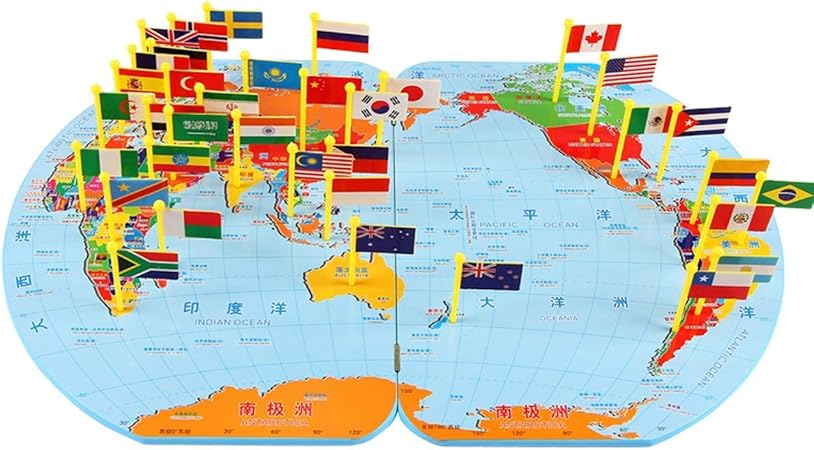 Vivir Educational Wooden Map of World with National Flags Puzzle Toys for Kids ( World Map )