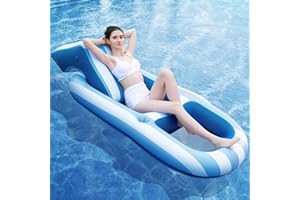 SKBANRU Pool Floats Adult Size, Inflatable Rafts Pool Lounger with Headrest & Cup Holder, Large Pool Floaties for Adult Heavy Duty Swimming Pool, Beach & Lake Sunbathing