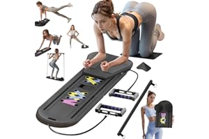 Lerpio Pilates Reformer Board, 6 in 1 Portable & Foldable Pilates Reformer Set with Resistance Bands, Pilates Board for Home Workout, Multifunctional Abdominal Board