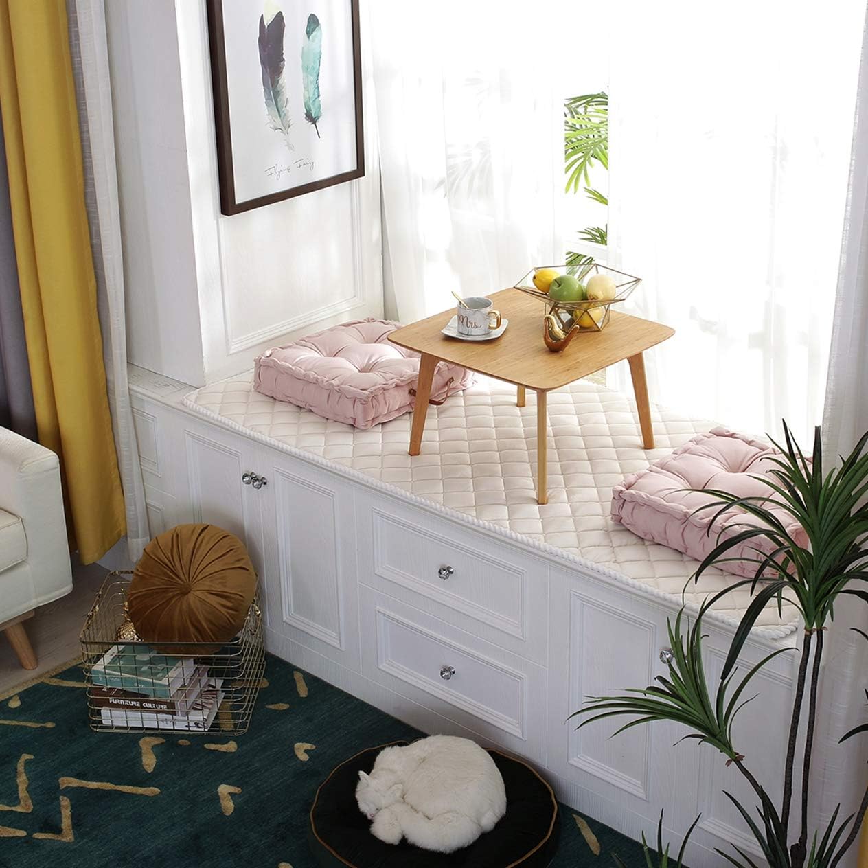 Square Thick Floor Seating Cushions, Tufted Padded Boosted Floor Pillow Cushion Seating with Carrying Handle Tatami Pad for Home/ Office/Outdoor/Car ect Other Scenarios (2pcs ): Kitchen & Dining