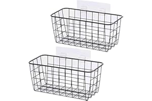 2 Set Adhesive Hanging Basket, Wall Storage & Command Shelf Organizer-No Drilling basket for cupboard door, Small Hanging Bas