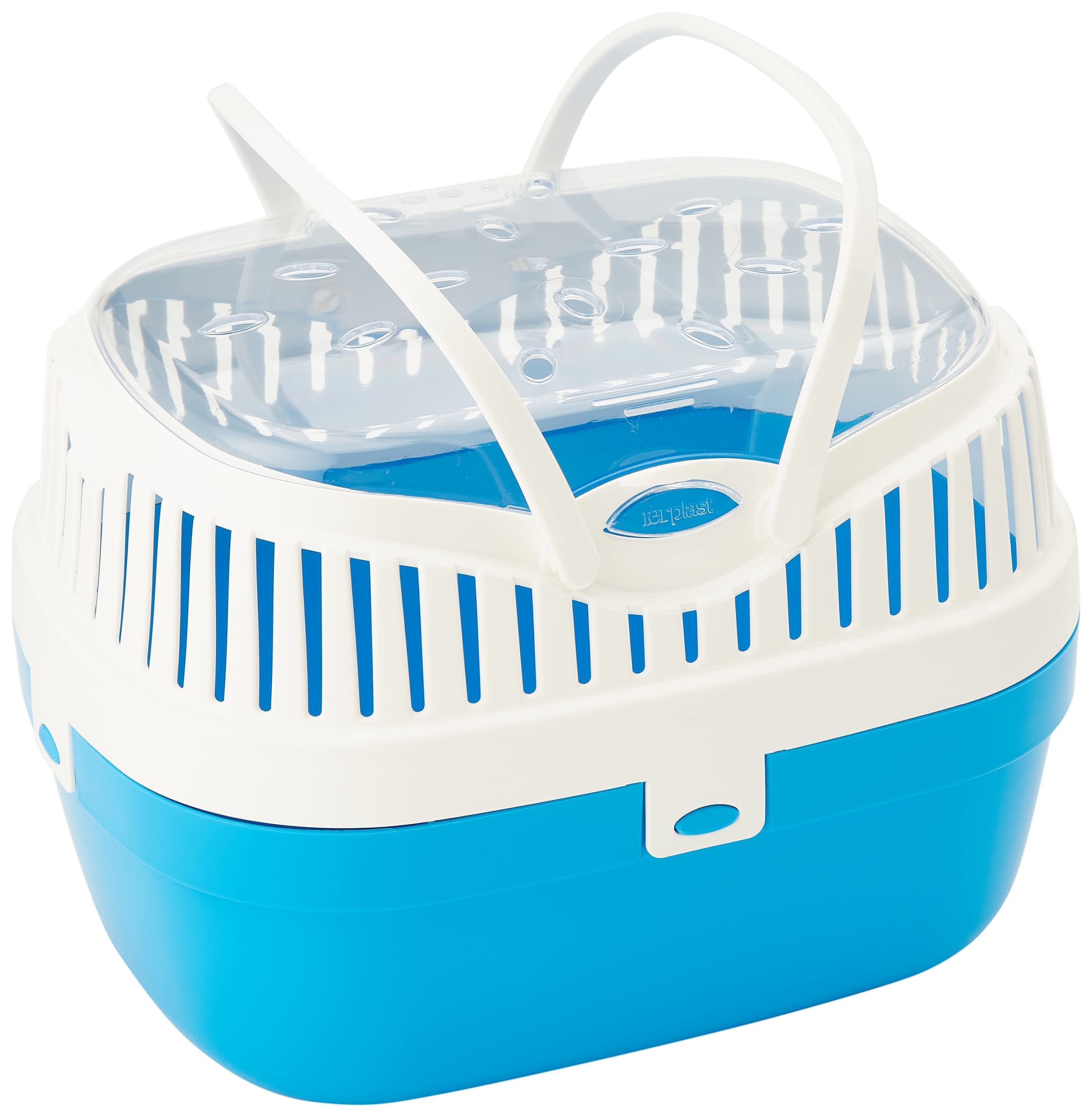 Ferplast Guinea pig and rodent carrier ALADINO MEDIUM, Pet Carrier for Hamster, Rodents, guinea pigs, Transparent cover with Comfortable handle, Secure closing, 30 x 23 x h 21 cm Blue