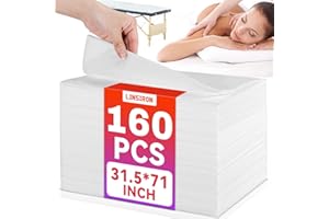 LINSIRON Disposable Bed Sheets 160 Pack 31.5"x71" Exam Table Sheet Professional Cover Papers Single-Use Equipment Drape Stretcher Sheet Treatment Cover Barrier Protection (White)
