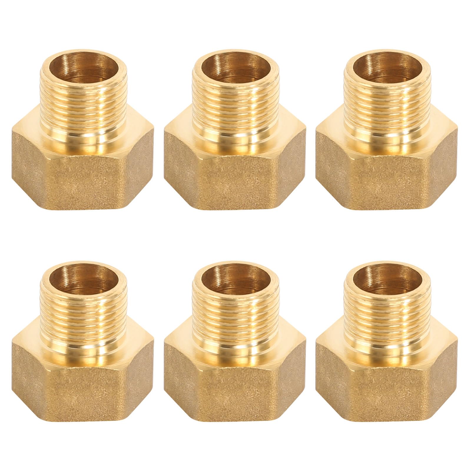 1/2” Female to 3/8” Male Adapter, 6 Pcs BSP Thread Brass Hex Bushing Reducing Connector, Reducer 1/2 to 3/8 Hex Bushing Reducing Connector Fittings for Pipe Connecting Conversion