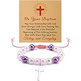Baptism Gifts for Girls Beaded Bracelet First Communion Christening Gifts for Goddaughter Godchild Girl Adult Christian Gifts for Women Sister Niece Friend Christmas Birthday Present Jewelry Bracelet