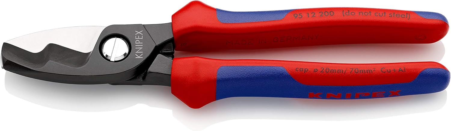 KNIPEX 95 12 200 Kabelschere mit Doppelschneide mit Mehrkomponenten-Hüllen 200 mm
