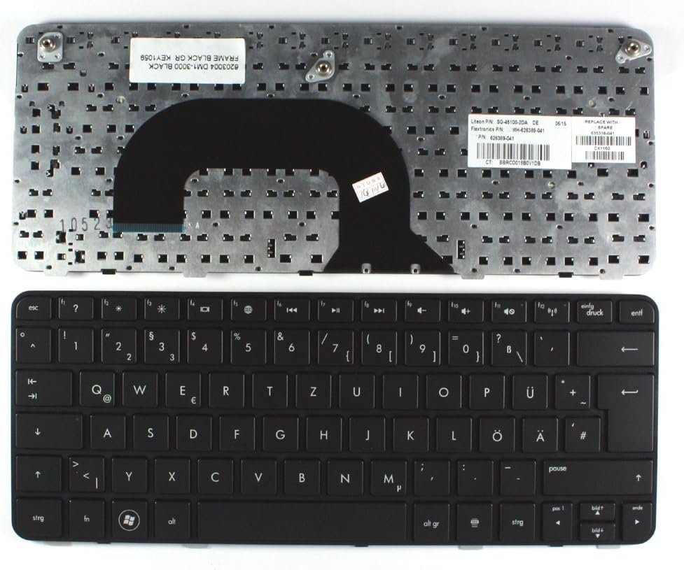Keyboards4Laptops German Layout Black Frame Black Laptop Keyboard Compatible With HP Pavilion DM1-3007AU, HP Pavilion DM1-3100SA, HP Pavilion dm1-3101ea, HP Pavilion dm1-3101eg, HP Pavilion dm1-3101sg