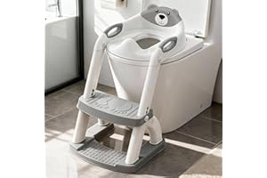 Potty Training Seat, SKYROKU Upgrade Toddler Toilet Seat for Kids Boys Girls, 2 in 1 Potty Training Toilet, Splash Guard Anti-Slip Pad Step Stool,New Sector-Shape Stabilized Base (8899+Grey)