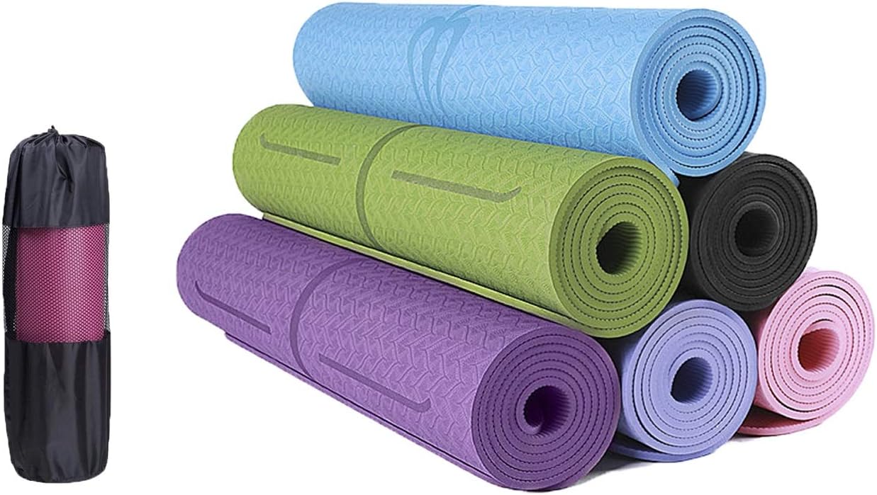 TPE Thick Yoga Mat for Women and Men 1/4” ALING Yoga Mat with Body