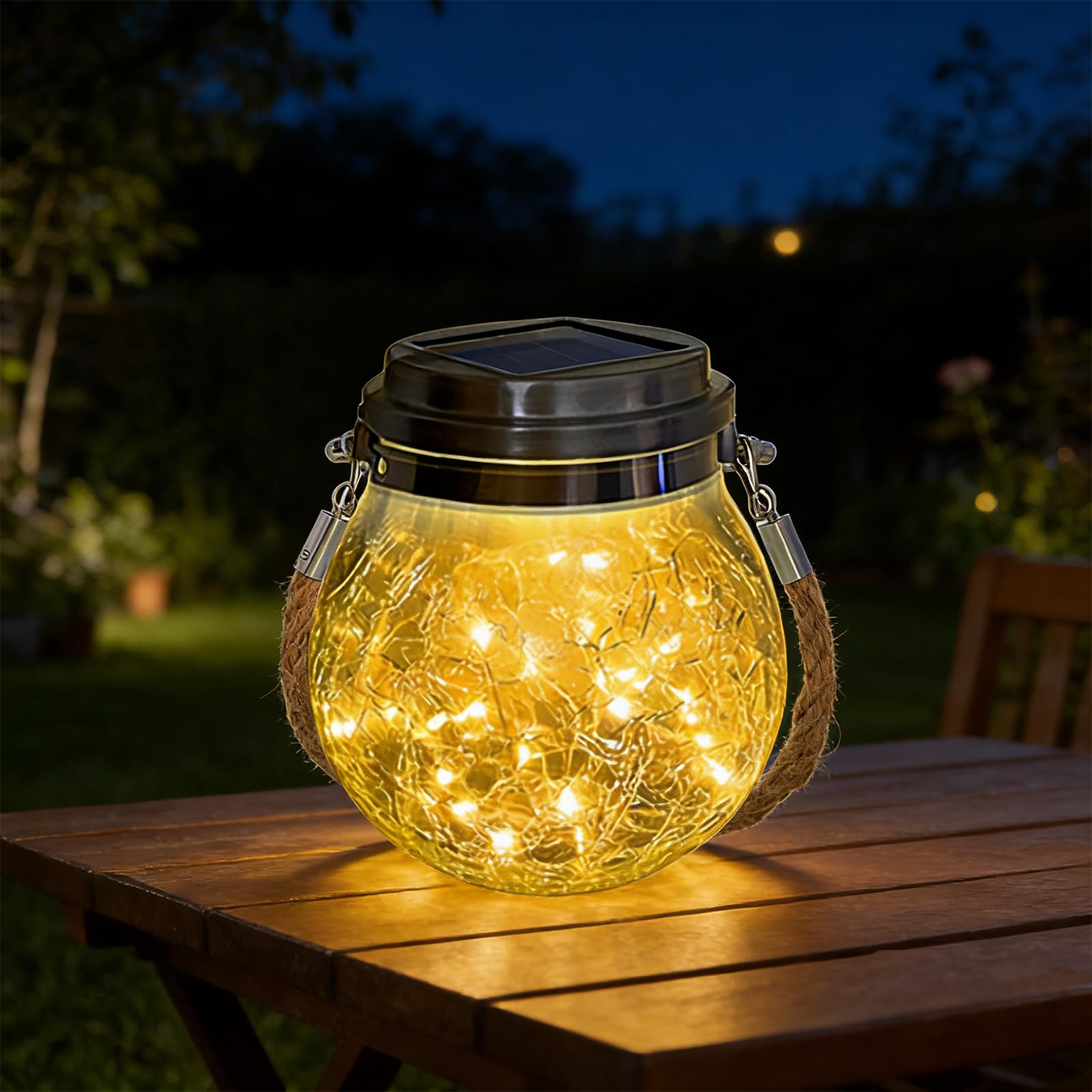 XVZ Solar Lantern Solar Glass Balls, IP65 Waterproof Glass Lamp for Gardens, Backyards, Trees, Porches, Fenced Yards, Beaches, Gazebos - Warm Light