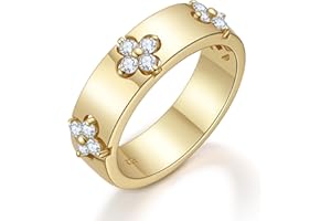 TIMELESSTAR Clover Moissanite Rings for Women Gifts,Premium Moissanite(D Color VVS1 Clarity 3EX Cut), 925 Sterling Silver 14K Gold Plated Non Tarnish