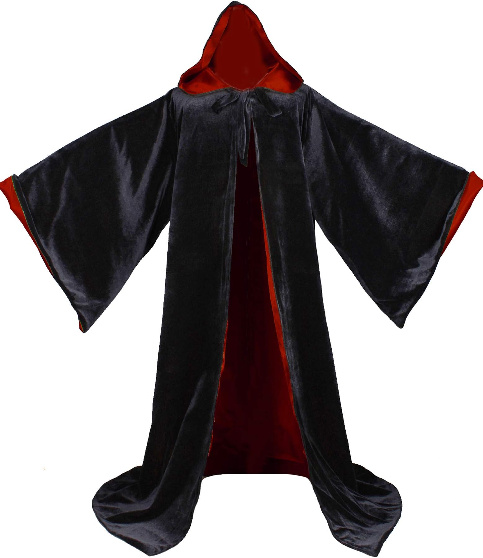LuckyMjmy Velvet Wizard Robe with Satin Lined Hood and Sleeves